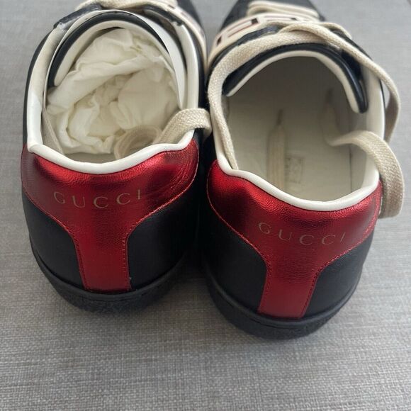 GUCCI Ace Stripe Sneakers Shoes Size 6 Black NEW Casual Streetwear Designer - Picture 2 of 16